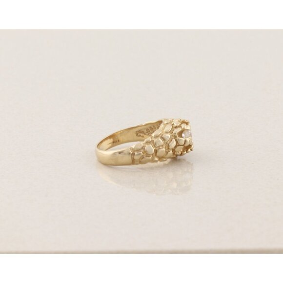 Mens 14k Yellow Gold .65 carat Diamond Belcher Ring Nugget Band Ring Size 10.25 - Picture 8 of 10